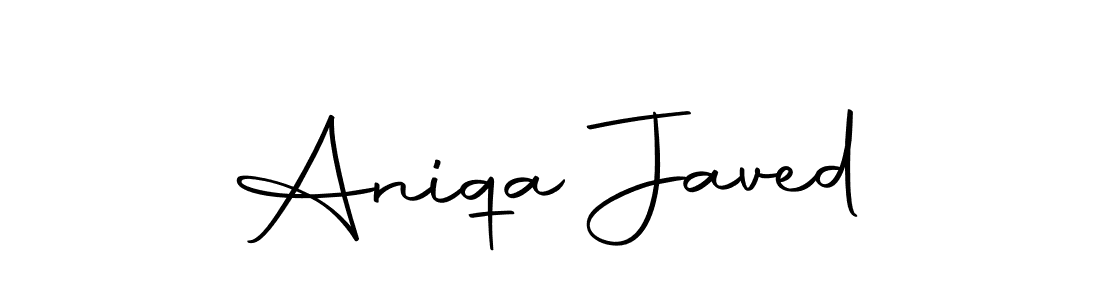 How to make Aniqa Javed name signature. Use Autography-DOLnW style for creating short signs online. This is the latest handwritten sign. Aniqa Javed signature style 10 images and pictures png