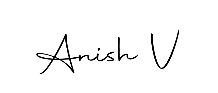 How to make Anish V name signature. Use Autography-DOLnW style for creating short signs online. This is the latest handwritten sign. Anish V signature style 10 images and pictures png