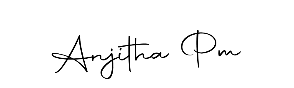 How to make Anjitha Pm name signature. Use Autography-DOLnW style for creating short signs online. This is the latest handwritten sign. Anjitha Pm signature style 10 images and pictures png