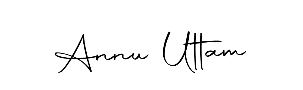 How to make Annu Uttam name signature. Use Autography-DOLnW style for creating short signs online. This is the latest handwritten sign. Annu Uttam signature style 10 images and pictures png