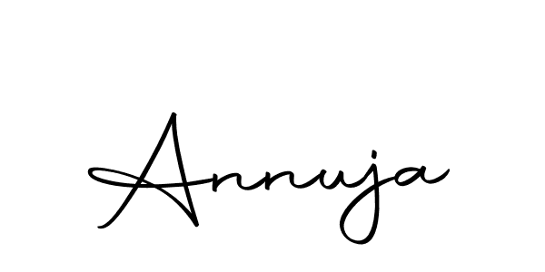 You should practise on your own different ways (Autography-DOLnW) to write your name (Annuja) in signature. don't let someone else do it for you. Annuja signature style 10 images and pictures png