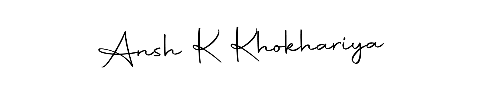 How to make Ansh K Khokhariya name signature. Use Autography-DOLnW style for creating short signs online. This is the latest handwritten sign. Ansh K Khokhariya signature style 10 images and pictures png