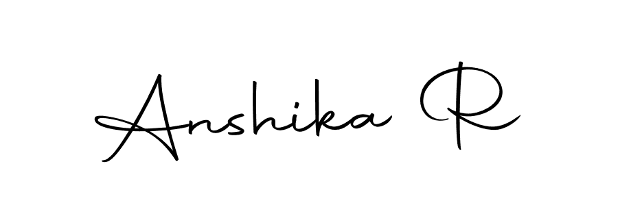 How to make Anshika R name signature. Use Autography-DOLnW style for creating short signs online. This is the latest handwritten sign. Anshika R signature style 10 images and pictures png