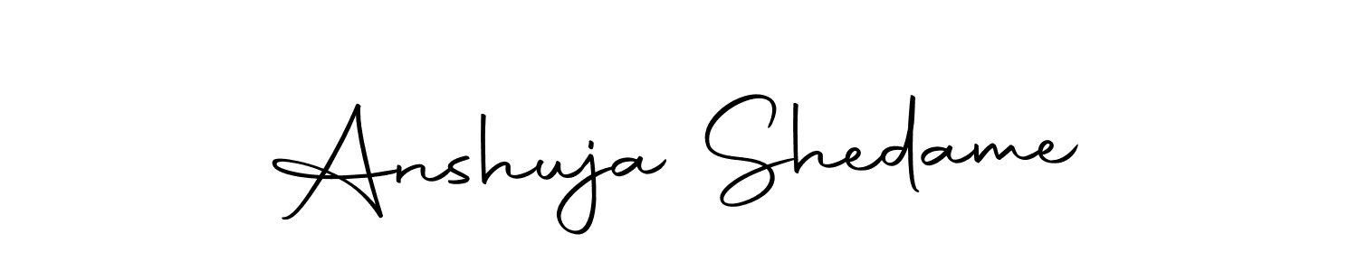 You should practise on your own different ways (Autography-DOLnW) to write your name (Anshuja Shedame) in signature. don't let someone else do it for you. Anshuja Shedame signature style 10 images and pictures png