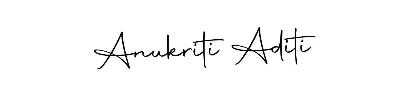 How to make Anukriti Aditi name signature. Use Autography-DOLnW style for creating short signs online. This is the latest handwritten sign. Anukriti Aditi signature style 10 images and pictures png