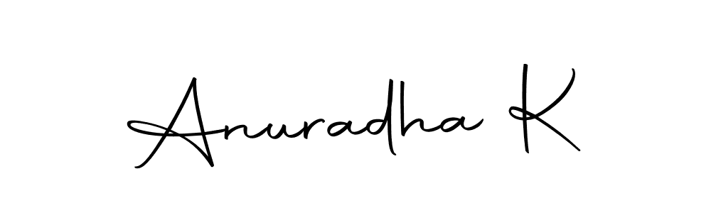 Create a beautiful signature design for name Anuradha K. With this signature (Autography-DOLnW) fonts, you can make a handwritten signature for free. Anuradha K signature style 10 images and pictures png