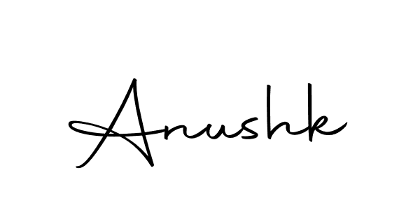 You should practise on your own different ways (Autography-DOLnW) to write your name (Anushk) in signature. don't let someone else do it for you. Anushk signature style 10 images and pictures png