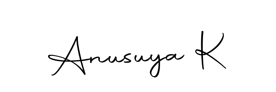 Here are the top 10 professional signature styles for the name Anusuya K. These are the best autograph styles you can use for your name. Anusuya K signature style 10 images and pictures png