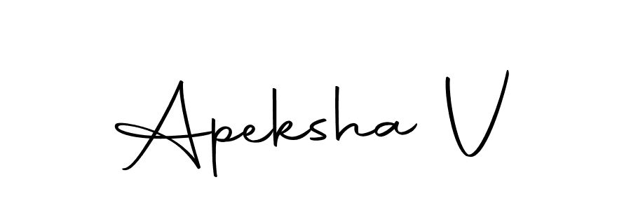 How to make Apeksha V name signature. Use Autography-DOLnW style for creating short signs online. This is the latest handwritten sign. Apeksha V signature style 10 images and pictures png