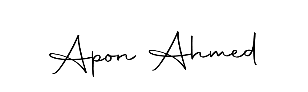 Use a signature maker to create a handwritten signature online. With this signature software, you can design (Autography-DOLnW) your own signature for name Apon Ahmed. Apon Ahmed signature style 10 images and pictures png