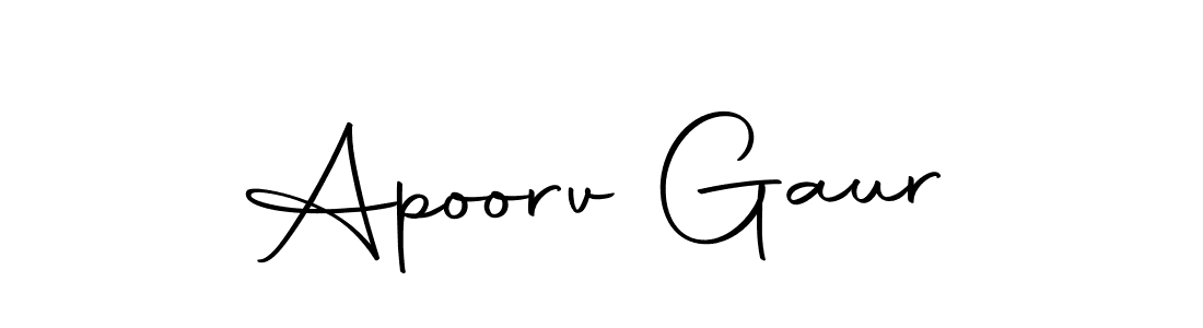 How to make Apoorv Gaur name signature. Use Autography-DOLnW style for creating short signs online. This is the latest handwritten sign. Apoorv Gaur signature style 10 images and pictures png