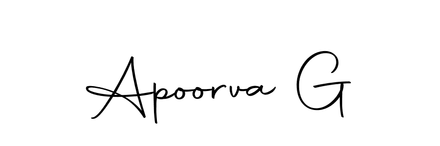 How to make Apoorva G name signature. Use Autography-DOLnW style for creating short signs online. This is the latest handwritten sign. Apoorva G signature style 10 images and pictures png