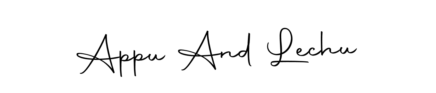 Similarly Autography-DOLnW is the best handwritten signature design. Signature creator online .You can use it as an online autograph creator for name Appu And Lechu. Appu And Lechu signature style 10 images and pictures png