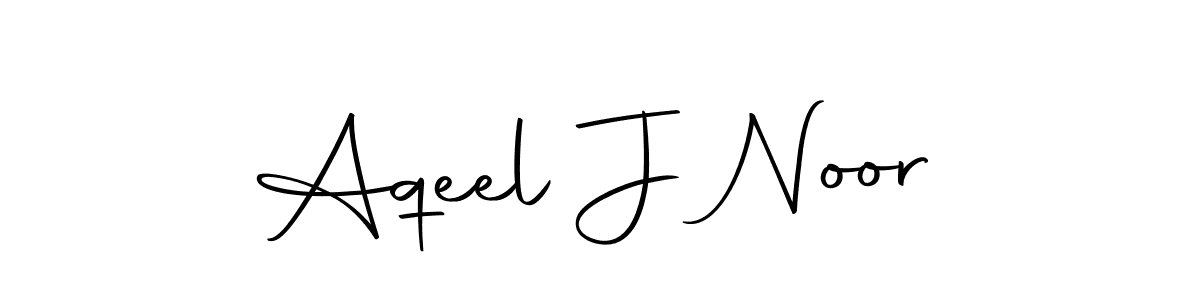 How to make Aqeel J Noor name signature. Use Autography-DOLnW style for creating short signs online. This is the latest handwritten sign. Aqeel J Noor signature style 10 images and pictures png