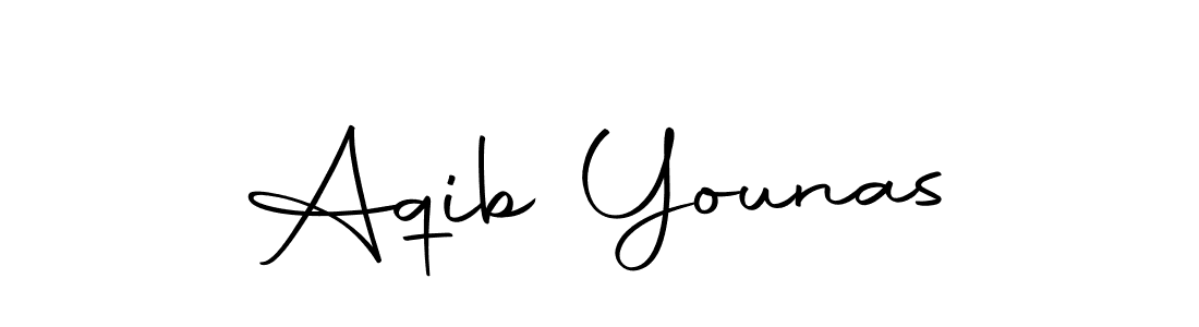 How to make Aqib Younas name signature. Use Autography-DOLnW style for creating short signs online. This is the latest handwritten sign. Aqib Younas signature style 10 images and pictures png