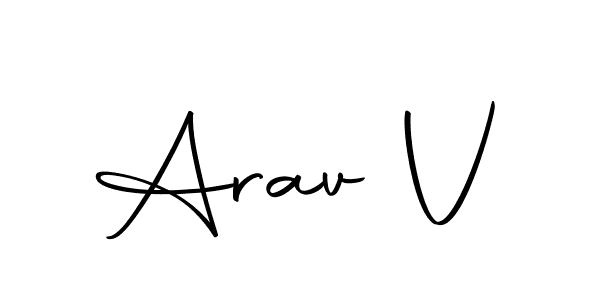 You should practise on your own different ways (Autography-DOLnW) to write your name (Arav V) in signature. don't let someone else do it for you. Arav V signature style 10 images and pictures png