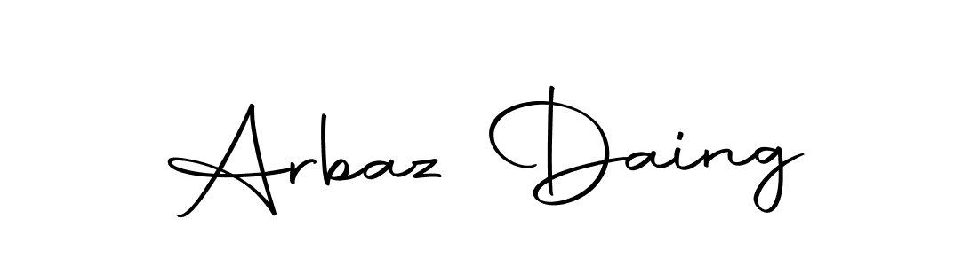 Create a beautiful signature design for name Arbaz Daing. With this signature (Autography-DOLnW) fonts, you can make a handwritten signature for free. Arbaz Daing signature style 10 images and pictures png