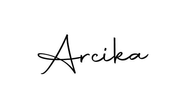 How to make Arcika name signature. Use Autography-DOLnW style for creating short signs online. This is the latest handwritten sign. Arcika signature style 10 images and pictures png