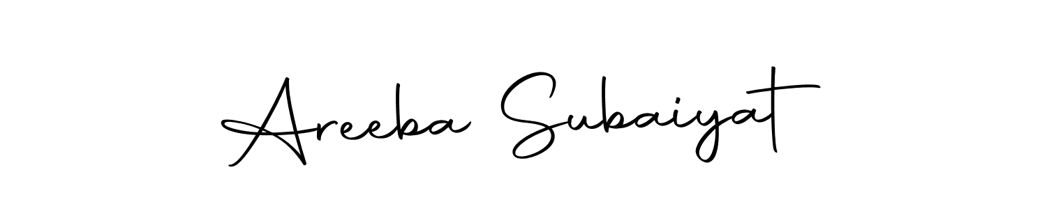 Create a beautiful signature design for name Areeba Subaiyat. With this signature (Autography-DOLnW) fonts, you can make a handwritten signature for free. Areeba Subaiyat signature style 10 images and pictures png