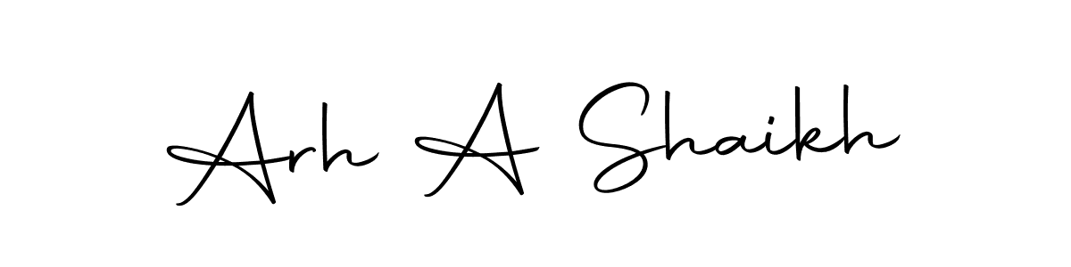 How to make Arh A Shaikh name signature. Use Autography-DOLnW style for creating short signs online. This is the latest handwritten sign. Arh A Shaikh signature style 10 images and pictures png