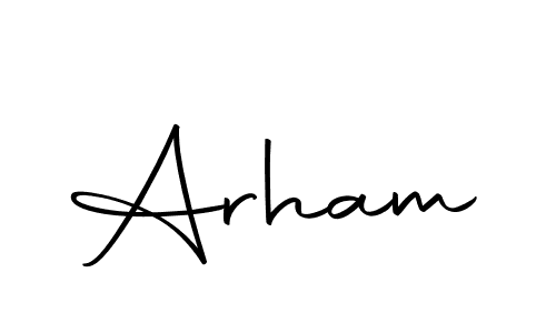 Use a signature maker to create a handwritten signature online. With this signature software, you can design (Autography-DOLnW) your own signature for name Arham. Arham signature style 10 images and pictures png