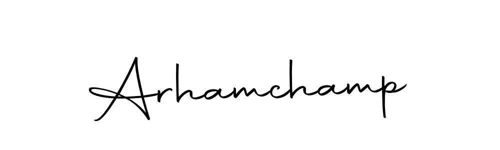 Create a beautiful signature design for name Arhamchamp. With this signature (Autography-DOLnW) fonts, you can make a handwritten signature for free. Arhamchamp signature style 10 images and pictures png