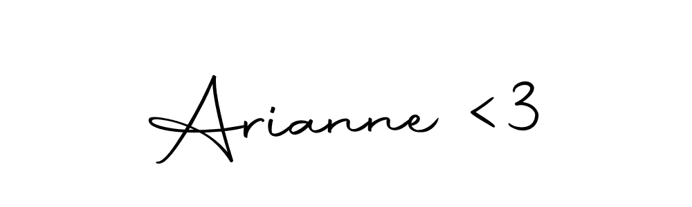 How to make Arianne <3 name signature. Use Autography-DOLnW style for creating short signs online. This is the latest handwritten sign. Arianne <3 signature style 10 images and pictures png