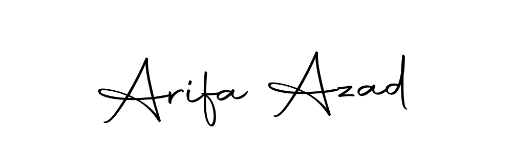 You should practise on your own different ways (Autography-DOLnW) to write your name (Arifa Azad) in signature. don't let someone else do it for you. Arifa Azad signature style 10 images and pictures png