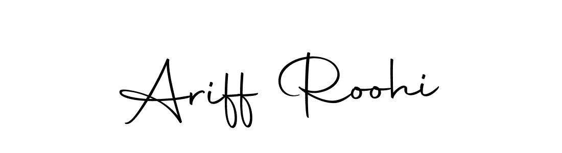 The best way (Autography-DOLnW) to make a short signature is to pick only two or three words in your name. The name Ariff Roohi include a total of six letters. For converting this name. Ariff Roohi signature style 10 images and pictures png