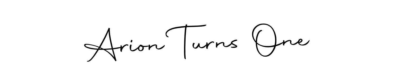 How to make Arion Turns One name signature. Use Autography-DOLnW style for creating short signs online. This is the latest handwritten sign. Arion Turns One signature style 10 images and pictures png