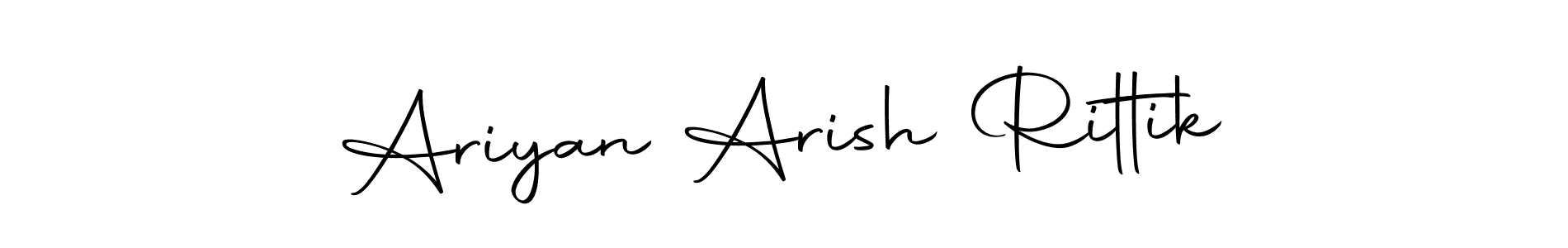 How to make Ariyan Arish Rittik name signature. Use Autography-DOLnW style for creating short signs online. This is the latest handwritten sign. Ariyan Arish Rittik signature style 10 images and pictures png