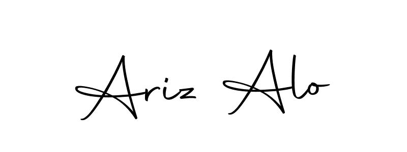 How to make Ariz Alo name signature. Use Autography-DOLnW style for creating short signs online. This is the latest handwritten sign. Ariz Alo signature style 10 images and pictures png