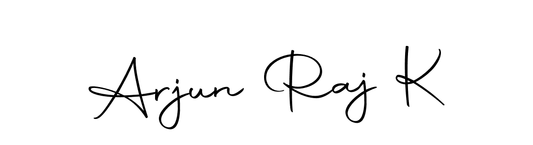 How to make Arjun Raj K name signature. Use Autography-DOLnW style for creating short signs online. This is the latest handwritten sign. Arjun Raj K signature style 10 images and pictures png