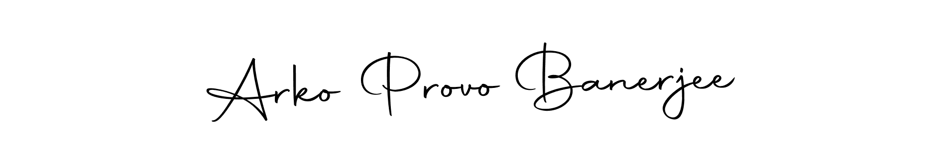 How to make Arko Provo Banerjee name signature. Use Autography-DOLnW style for creating short signs online. This is the latest handwritten sign. Arko Provo Banerjee signature style 10 images and pictures png
