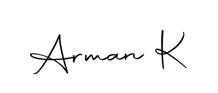 Create a beautiful signature design for name Arman K. With this signature (Autography-DOLnW) fonts, you can make a handwritten signature for free. Arman K signature style 10 images and pictures png