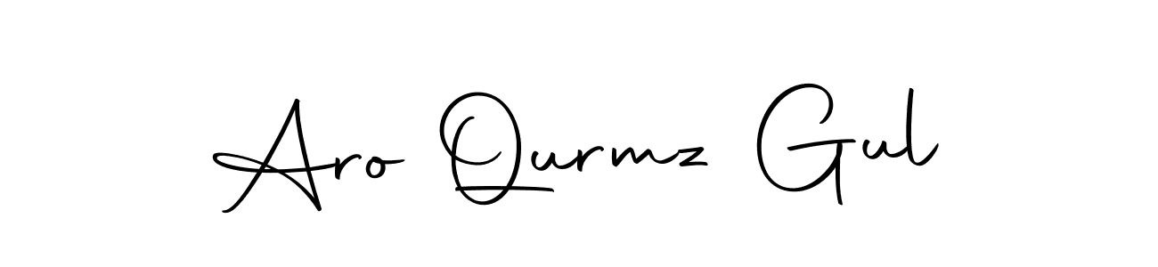 How to make Aro Qurmz Gul name signature. Use Autography-DOLnW style for creating short signs online. This is the latest handwritten sign. Aro Qurmz Gul signature style 10 images and pictures png