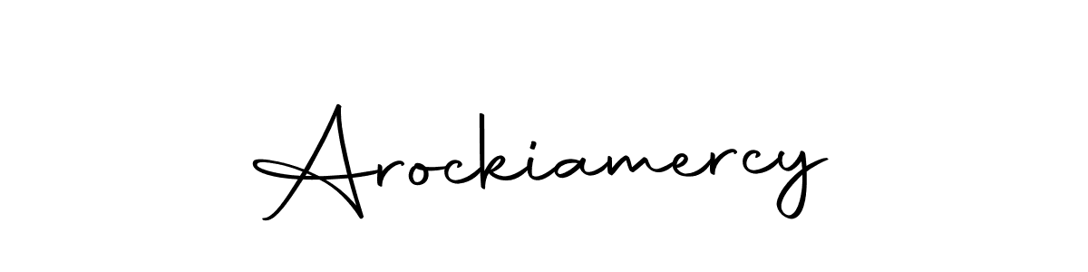 How to make Arockiamercy name signature. Use Autography-DOLnW style for creating short signs online. This is the latest handwritten sign. Arockiamercy signature style 10 images and pictures png