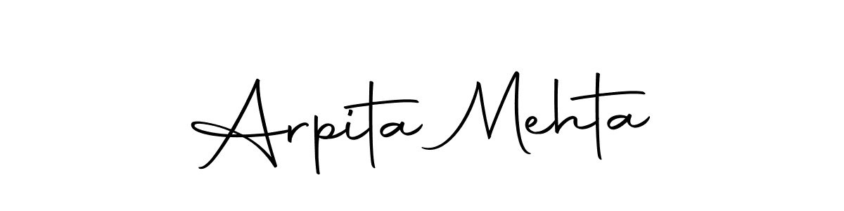 How to make Arpita Mehta name signature. Use Autography-DOLnW style for creating short signs online. This is the latest handwritten sign. Arpita Mehta signature style 10 images and pictures png