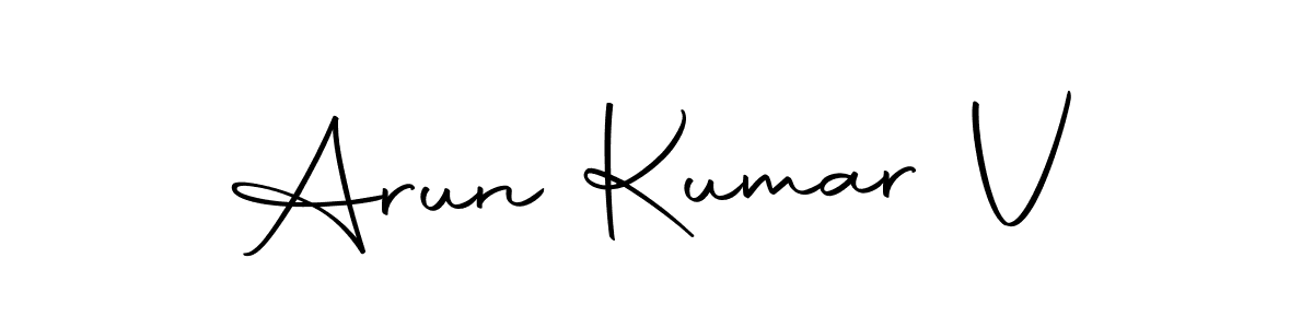 How to make Arun Kumar V name signature. Use Autography-DOLnW style for creating short signs online. This is the latest handwritten sign. Arun Kumar V signature style 10 images and pictures png