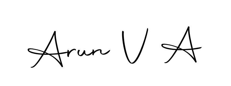 You should practise on your own different ways (Autography-DOLnW) to write your name (Arun V A) in signature. don't let someone else do it for you. Arun V A signature style 10 images and pictures png