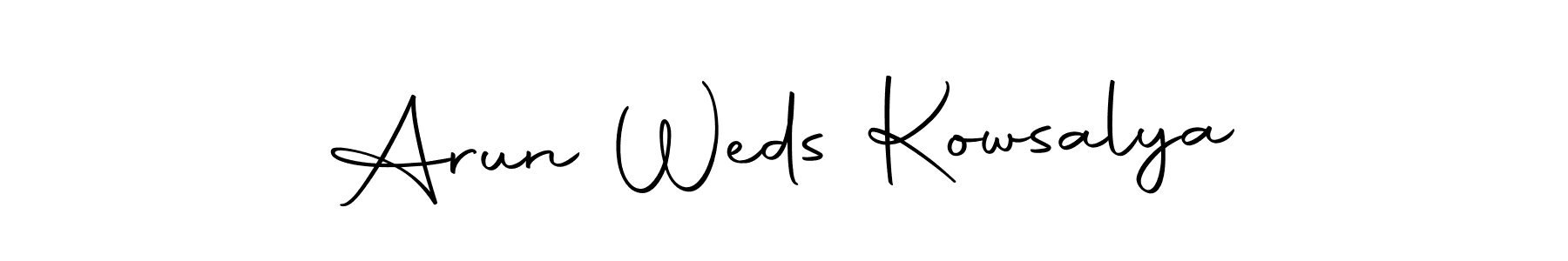 Here are the top 10 professional signature styles for the name Arun Weds Kowsalya. These are the best autograph styles you can use for your name. Arun Weds Kowsalya signature style 10 images and pictures png