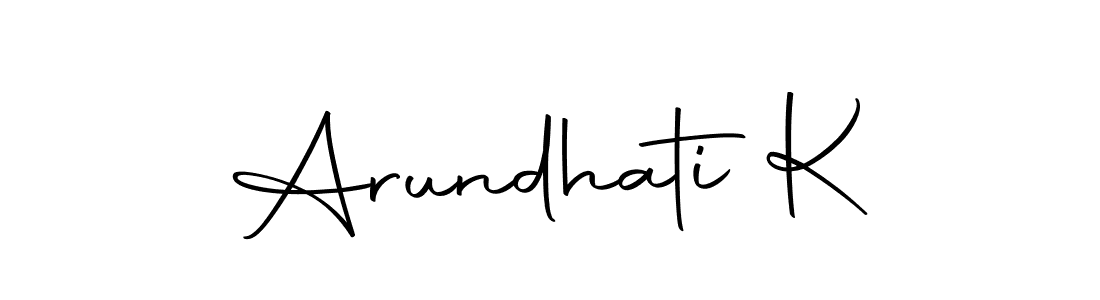 Use a signature maker to create a handwritten signature online. With this signature software, you can design (Autography-DOLnW) your own signature for name Arundhati K. Arundhati K signature style 10 images and pictures png