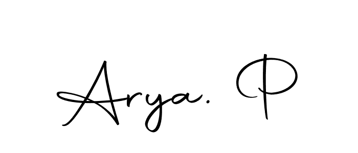 You should practise on your own different ways (Autography-DOLnW) to write your name (Arya. P) in signature. don't let someone else do it for you. Arya. P signature style 10 images and pictures png