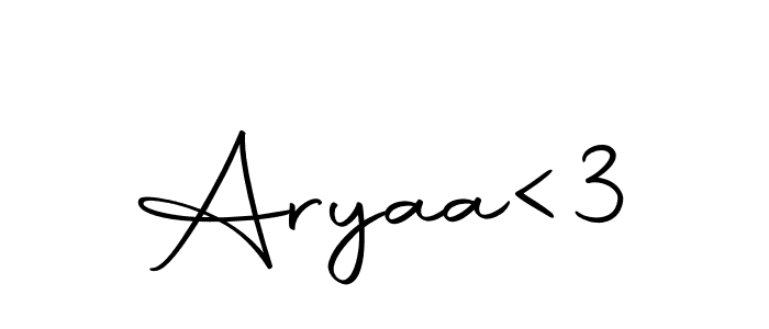 Use a signature maker to create a handwritten signature online. With this signature software, you can design (Autography-DOLnW) your own signature for name Aryaa<3. Aryaa<3 signature style 10 images and pictures png