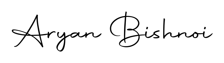 Master the art of signing with Aryan Bishnoi written in fluent Autography-DOLnW script. A great template to practice and refine your handwriting. Aryan Bishnoi signature style 10 images and pictures png