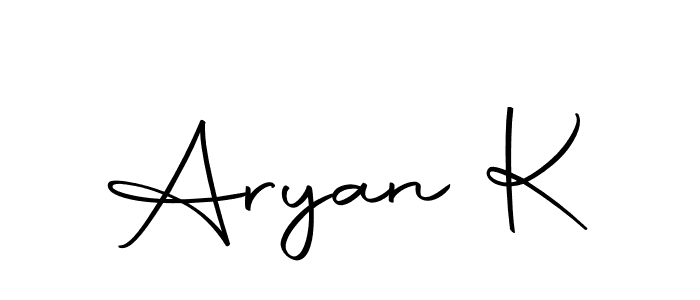 Use a signature maker to create a handwritten signature online. With this signature software, you can design (Autography-DOLnW) your own signature for name Aryan K. Aryan K signature style 10 images and pictures png