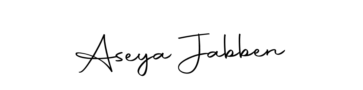 How to make Aseya Jabben name signature. Use Autography-DOLnW style for creating short signs online. This is the latest handwritten sign. Aseya Jabben signature style 10 images and pictures png