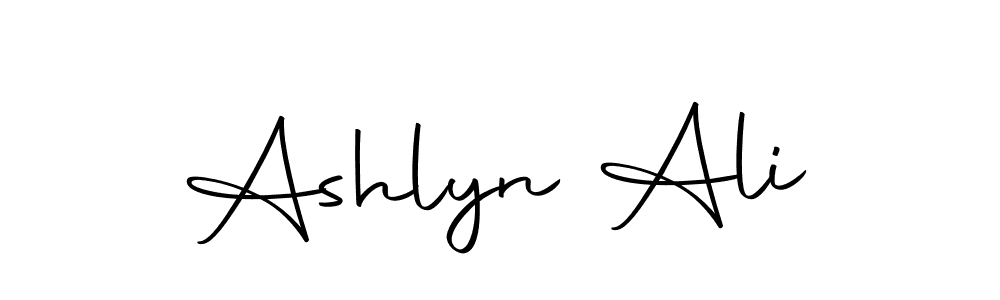 How to make Ashlyn Ali name signature. Use Autography-DOLnW style for creating short signs online. This is the latest handwritten sign. Ashlyn Ali signature style 10 images and pictures png