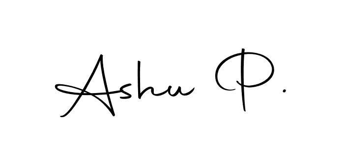 How to make Ashu P. name signature. Use Autography-DOLnW style for creating short signs online. This is the latest handwritten sign. Ashu P. signature style 10 images and pictures png