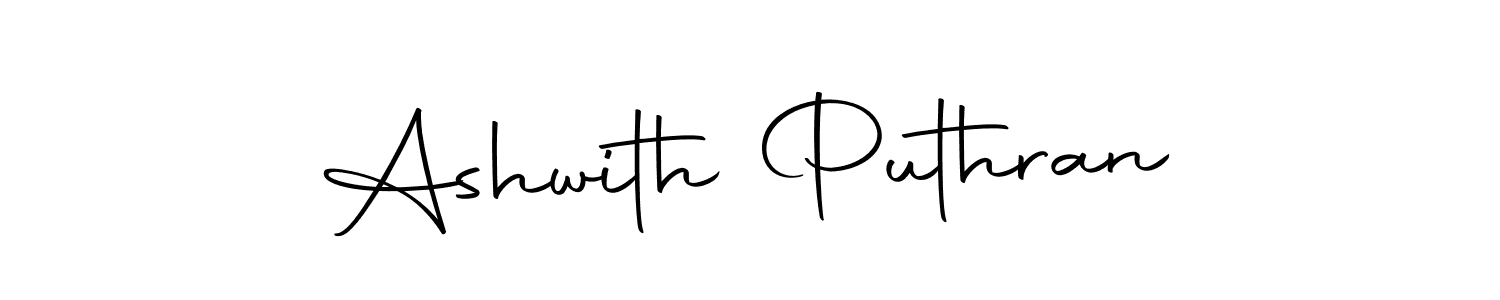 How to make Ashwith Puthran name signature. Use Autography-DOLnW style for creating short signs online. This is the latest handwritten sign. Ashwith Puthran signature style 10 images and pictures png